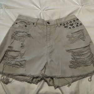 Light grey denim cut off shorts